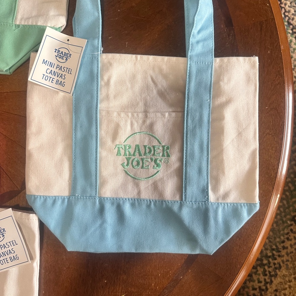 Mini Pastel Canvas Tote Bag - Trader Joe’s pastel - Picture 6 of 7